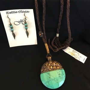 Semi-precious stone and silver necklace & earrings